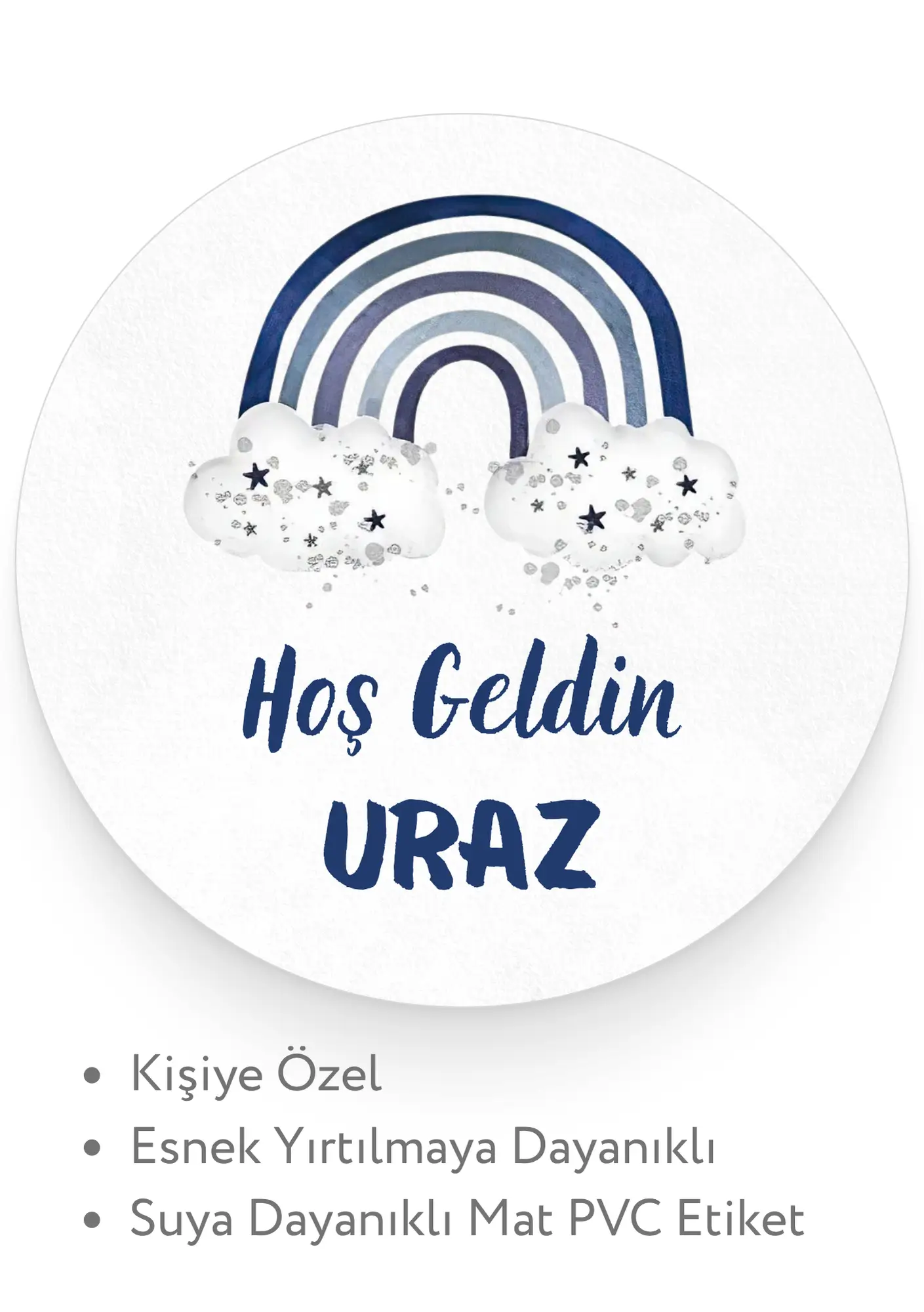 Kişiye Özel Hoş Geldin Bebek Doğum Günü Mevlüt Etiketi (Sticker) 70 Adet