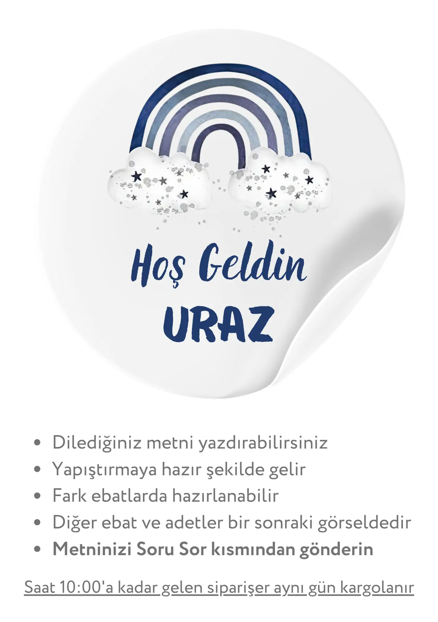 Kişiye Özel Hoş Geldin Bebek Doğum Günü Mevlüt Etiketi (Sticker) 70 Adet - Görsel 2