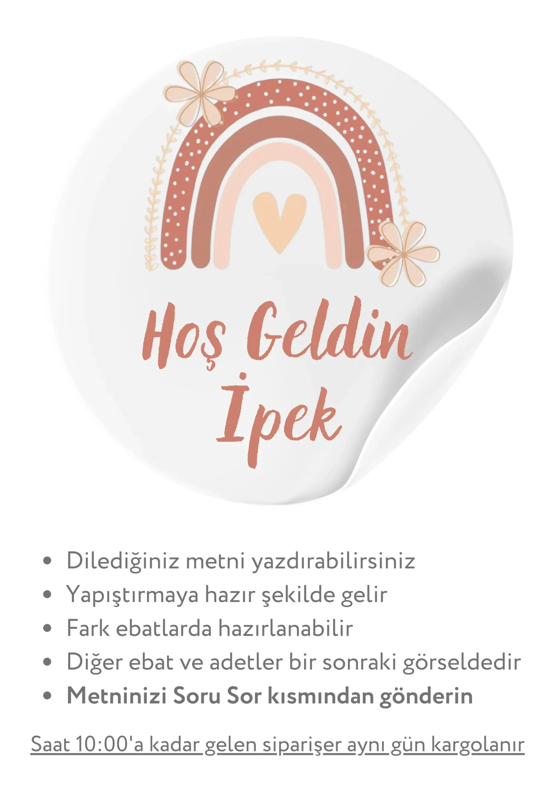 Kişiye Özel Hoş Geldin Bebek Doğum Günü Mevlüt Etiketi (Sticker) 70 Adet - Görsel 2