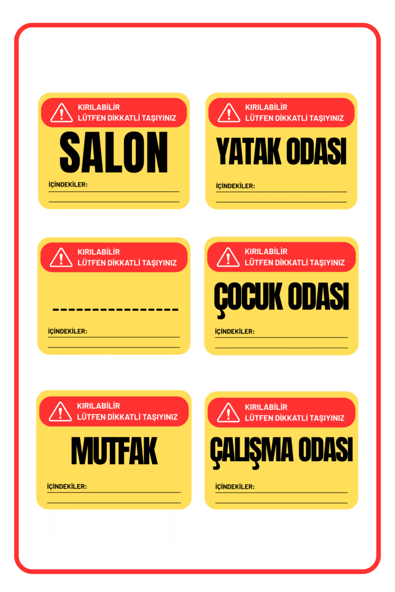 Alternative view of Taşınmaya Yardımcı Kutu Koli Düzenleme Sticker Seti 76 Adet