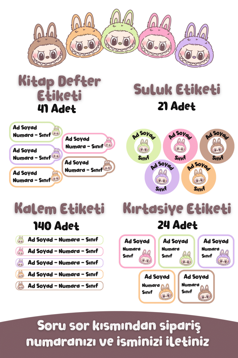 Alternative view of İsme Özel Okul Etiketi Defter Kalem Kitap Suluk Etiketi 226 Adet
