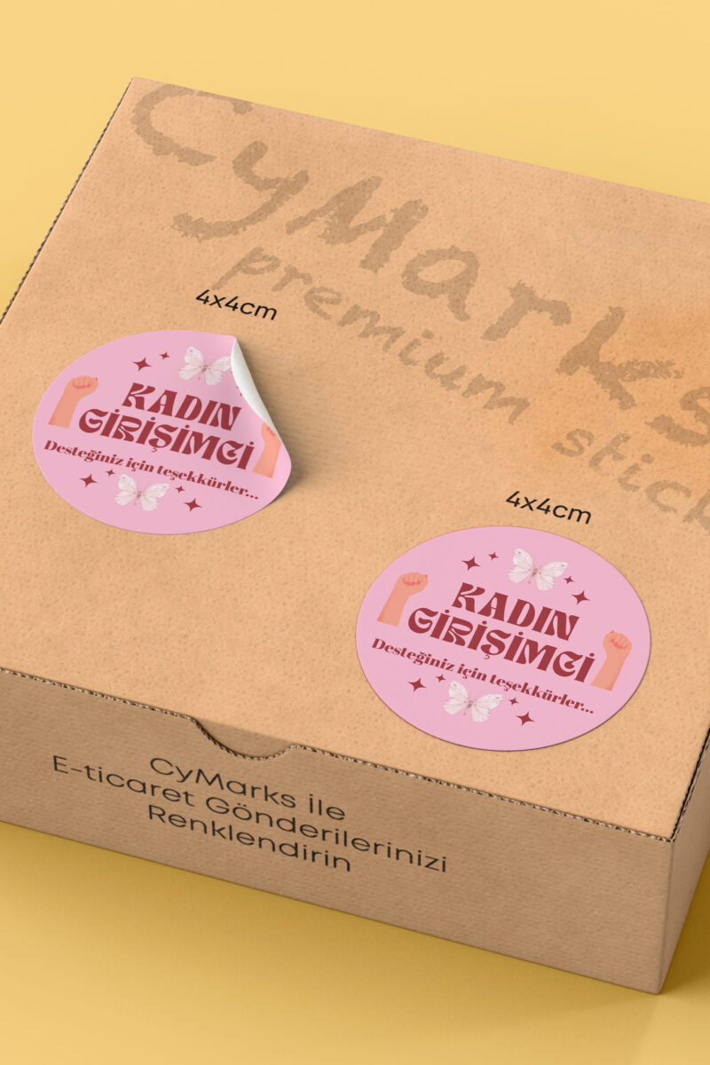 Alternative view of Kadın Girişimci Paketleme Ambalaj Kargo Ürün Etiketi Yapışkanlı Sticker - 4x4cm 70 Adet