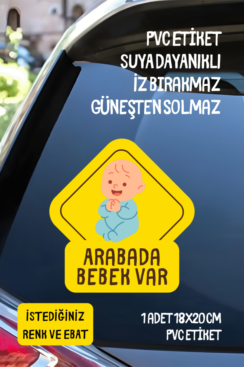 alışveriş kurdu Arabada Bebek Var Araba-Motosiklet Cam Etiket Sticker