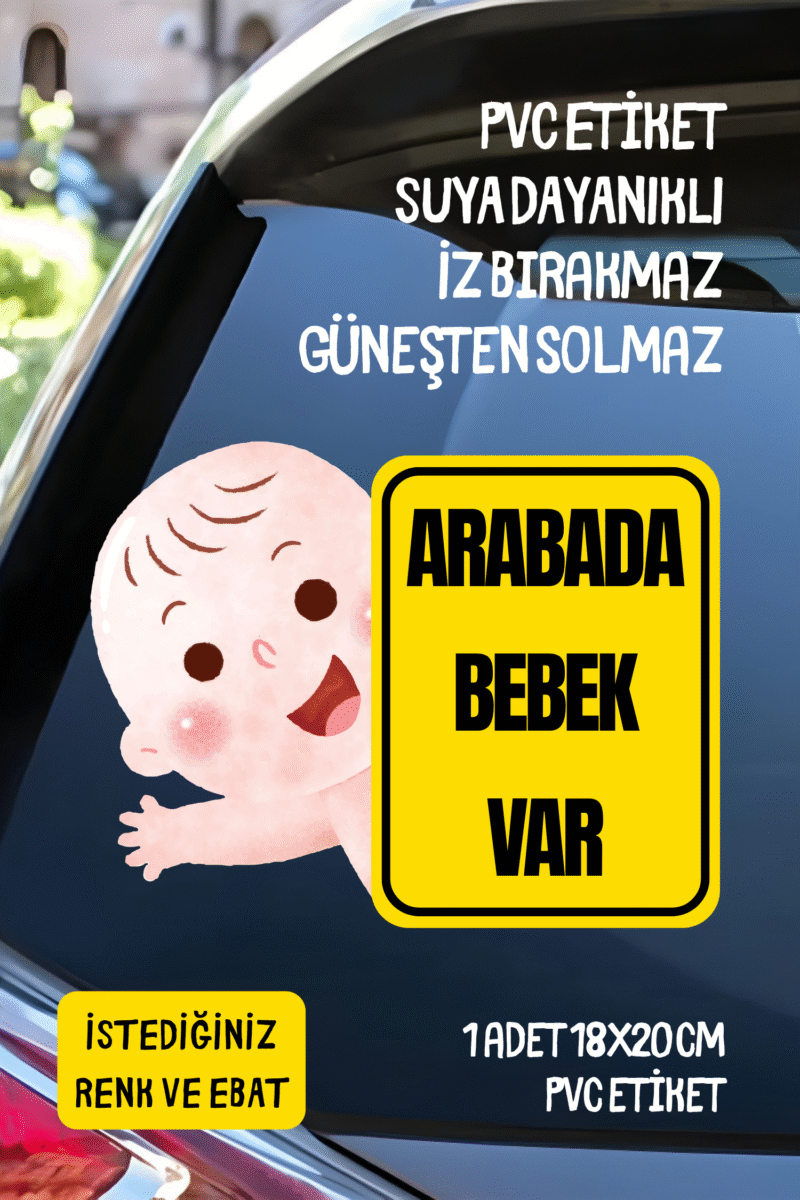 alışveriş kurdu Arabada Bebek Var Araba-Motosiklet Cam Etiket Sticker