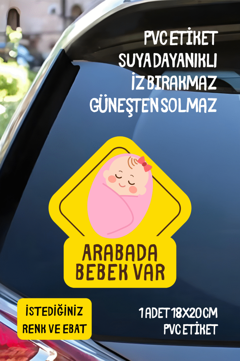 alışveriş kurdu Arabada Bebek Var Araba-Motosiklet Cam Etiket Sticker