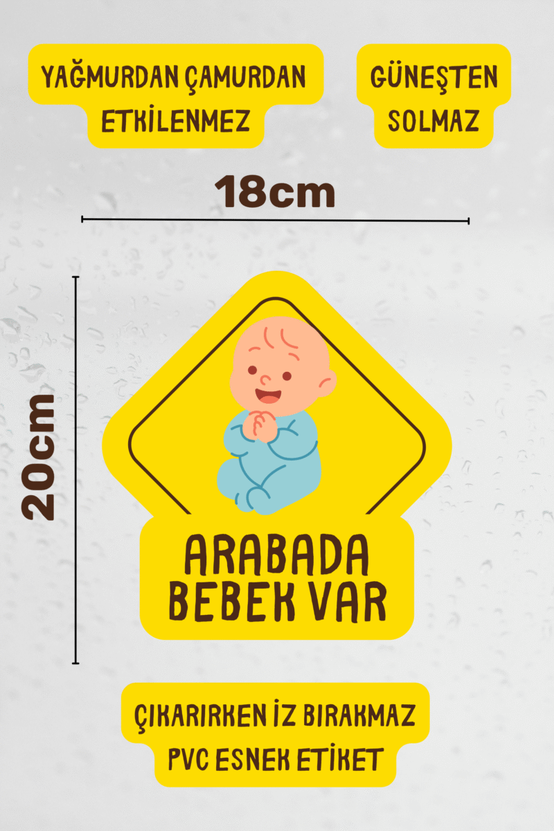 Alternative view of alışveriş kurdu Arabada Bebek Var Araba-Motosiklet Cam Etiket Sticker
