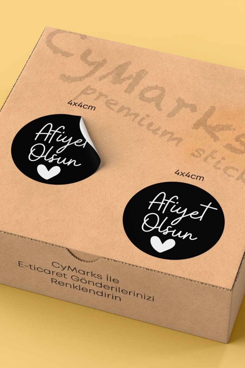 Alternative view of Afiyet Olsun Yazılı Sticker Restoran Gıda Paketleme Kargo Ambalaj Etiketi - 4x4cm 70 Adet