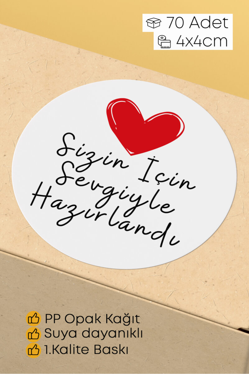 70 Adet Hediye Paketi Sticker Seti Etiket Paketleme 4x4 70 Adet