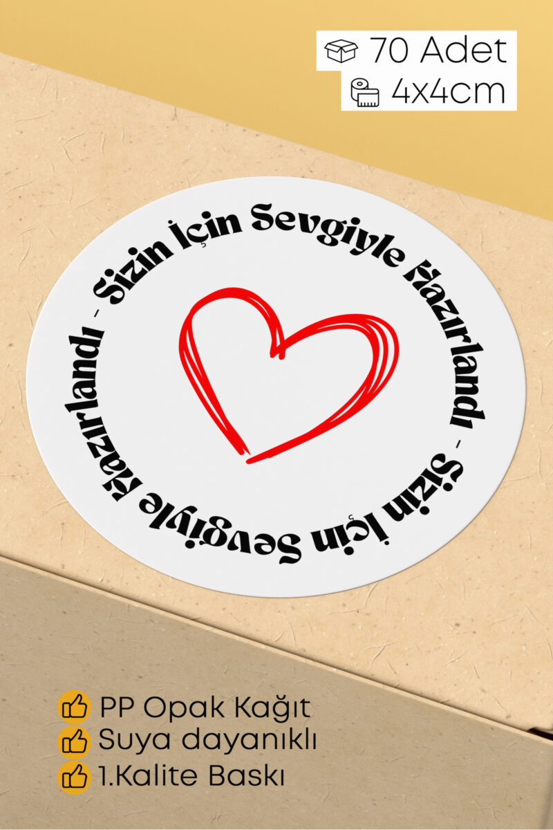 70 Adet Hediye Paketi Sticker Seti Etiket Paketleme 4x4 70 Adet