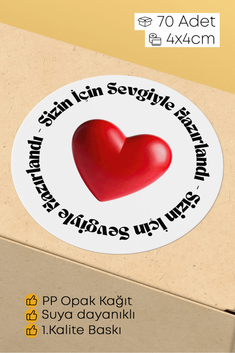 70 Adet Hediye Paketi Sticker Seti Etiket Paketleme 4x4 70 Adet