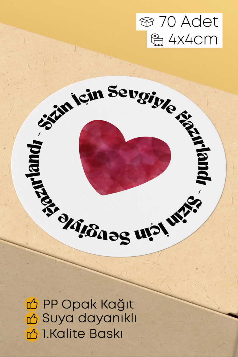 70 Adet Hediye Paketi Sticker Seti Etiket Paketleme 4x4 70 Adet