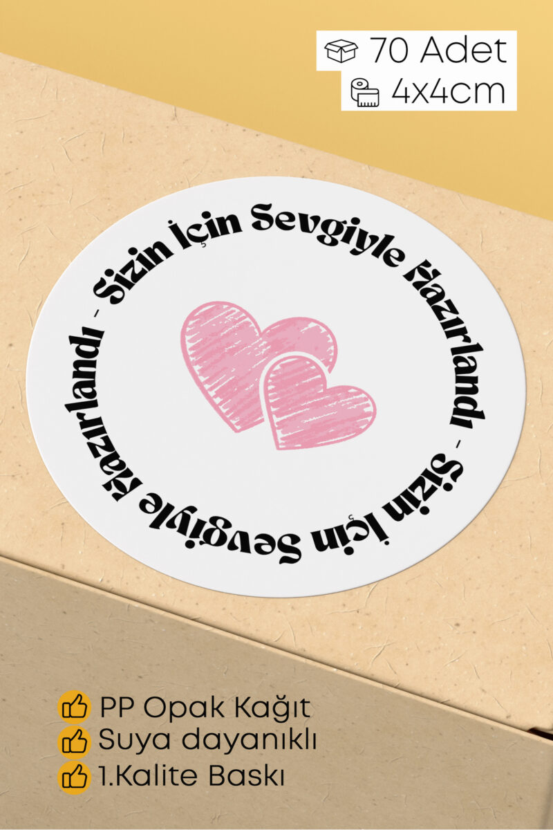 70 Adet Hediye Paketi Sticker Seti Etiket Paketleme 4x4 70 Adet