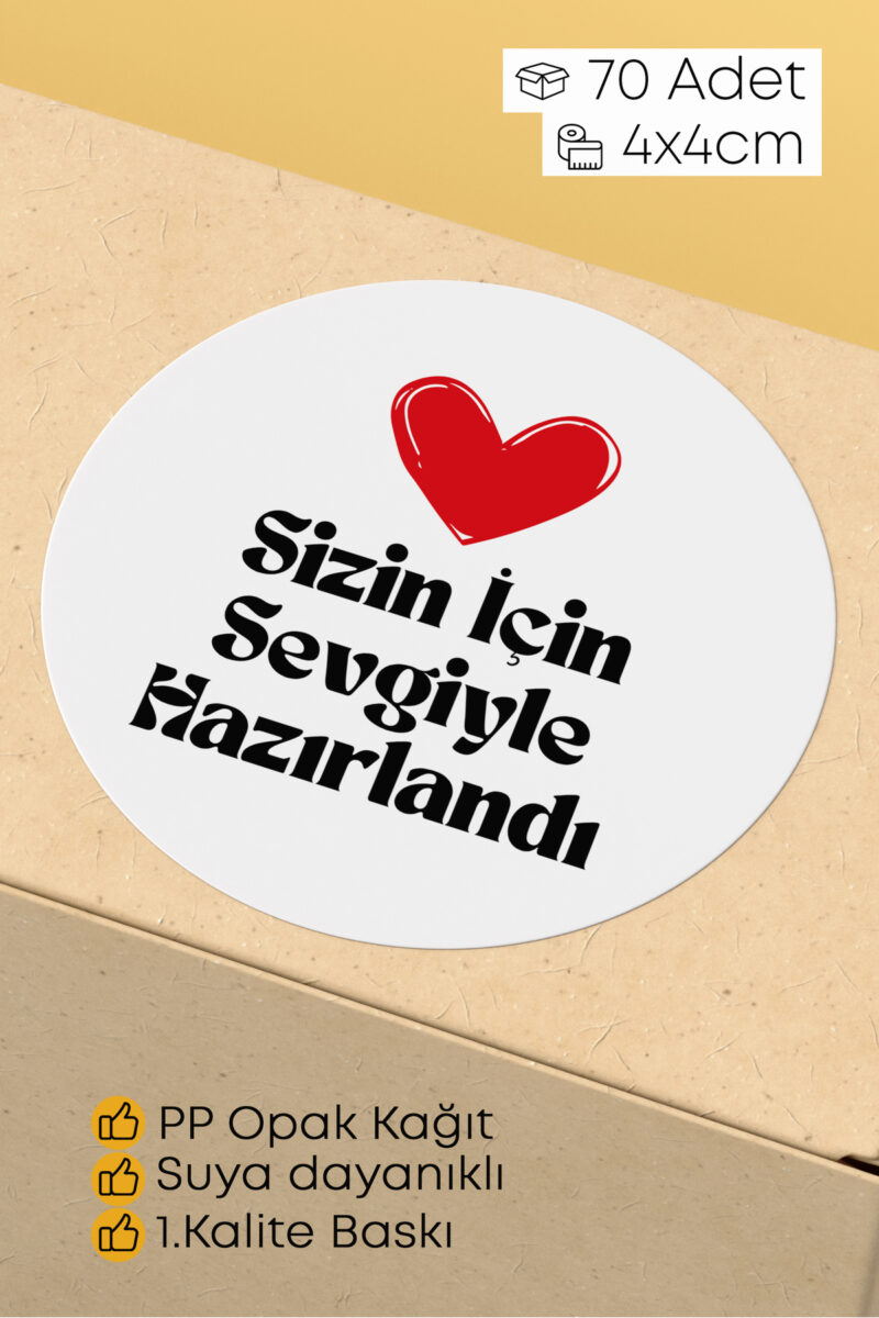 70 Adet Hediye Paketi Sticker Seti Etiket Paketleme 4x4 70 Adet