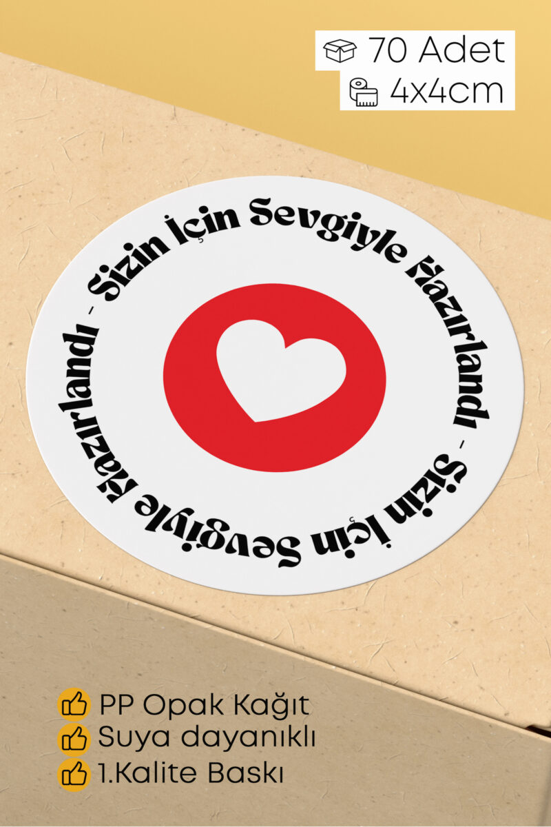 70 Adet Hediye Paketi Sticker Seti Etiket Paketleme 4x4 70 Adet