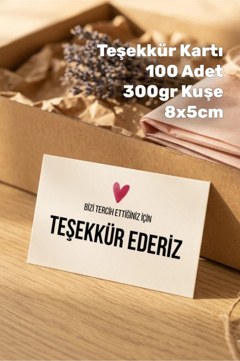 Teşekkür Kartı, Kargo Paketleme Teşekkür Kartı 100 Adet Tek Yüz Baskılı