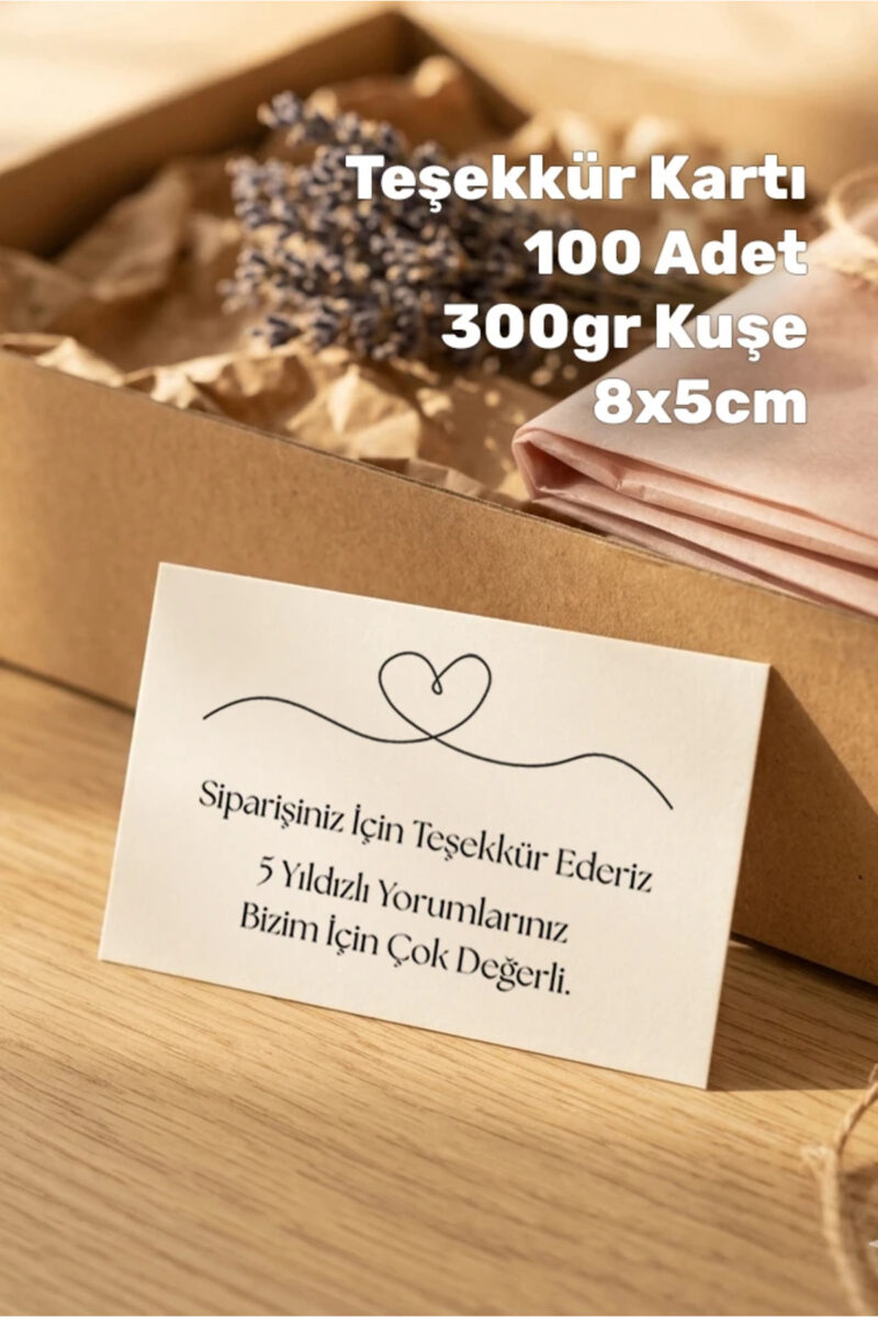 Teşekkür Kartı, Kargo Paketleme Teşekkür Kartı 100 Adet Tek Yüz Baskılı