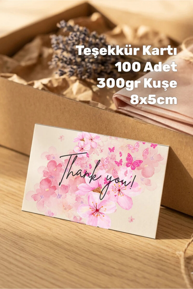 Teşekkür Kartı, Kargo Paketleme Teşekkür Kartı 100 Adet Tek Yüz Baskılı