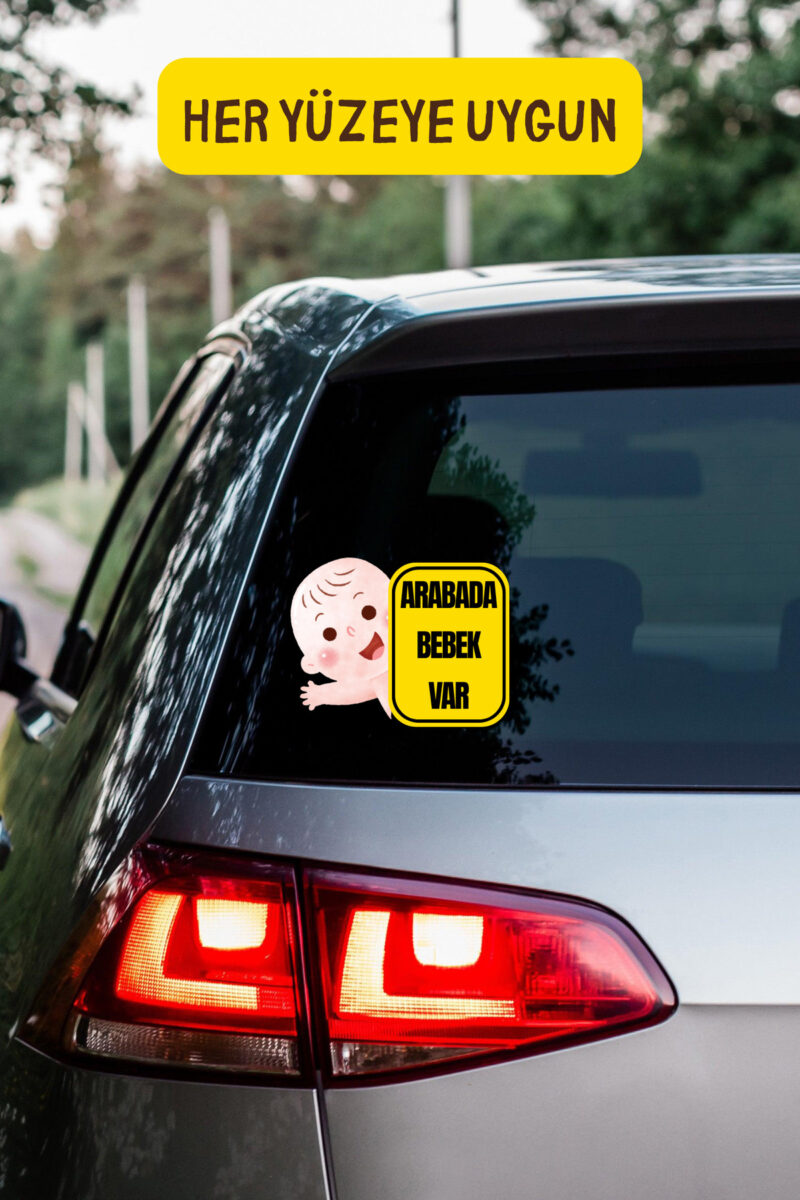Arabada Bebek Var Araba-Motosiklet Cam Etiket Sticker