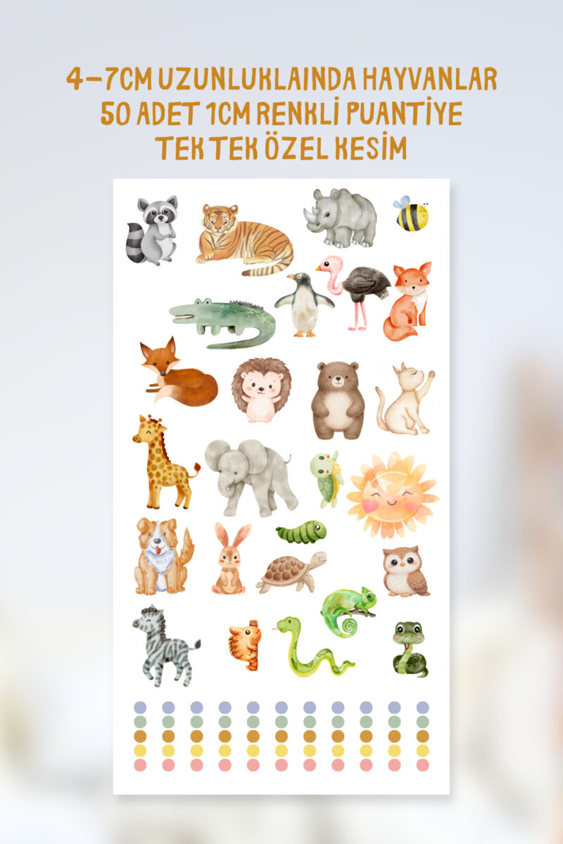Alternative view of Hayvanlar Temalı Duvar Kapı Çocuk Odası Süsleme Etiketleri Sticker Suya Dayanıklı İz Bırakmaz