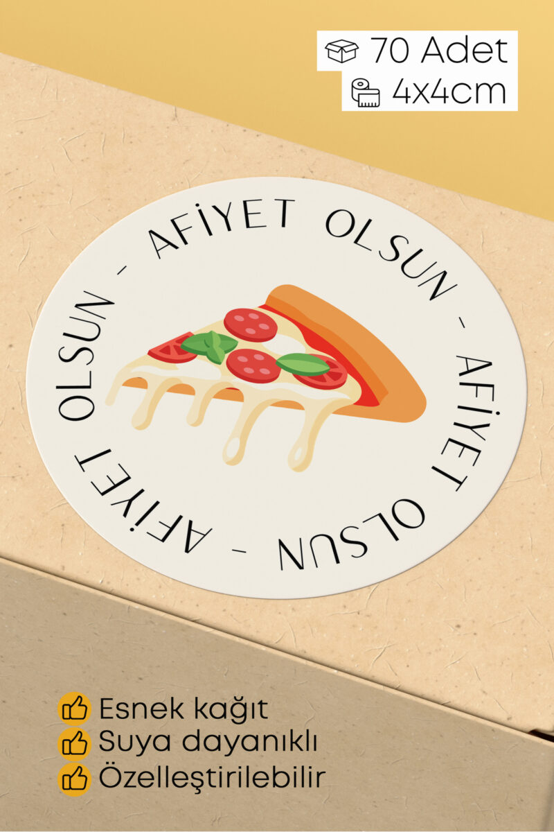 Afiyet Olsun Paketleme Ambalaj Kargo Ürün Etiketi Yapışkanlı Sticker - 4x4cm 70 Adet