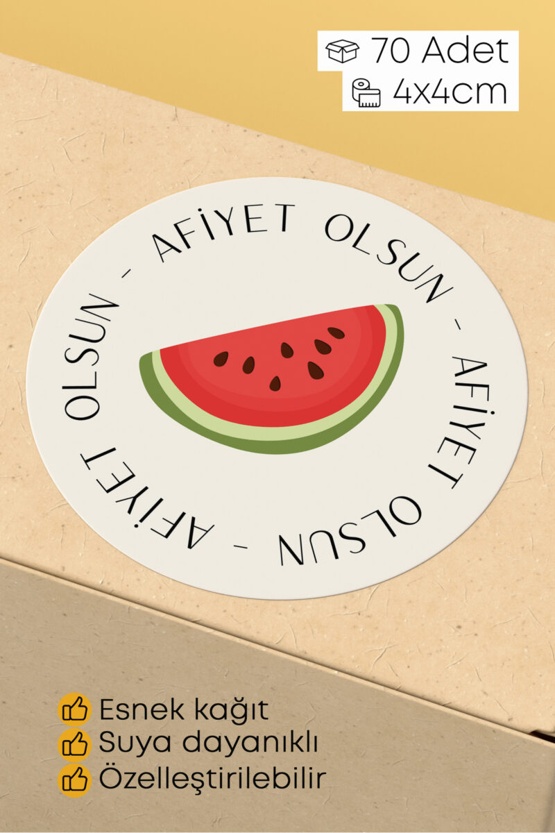 Afiyet Olsun Paketleme Ambalaj Kargo Ürün Etiketi Yapışkanlı Sticker - 4x4cm 70 Adet