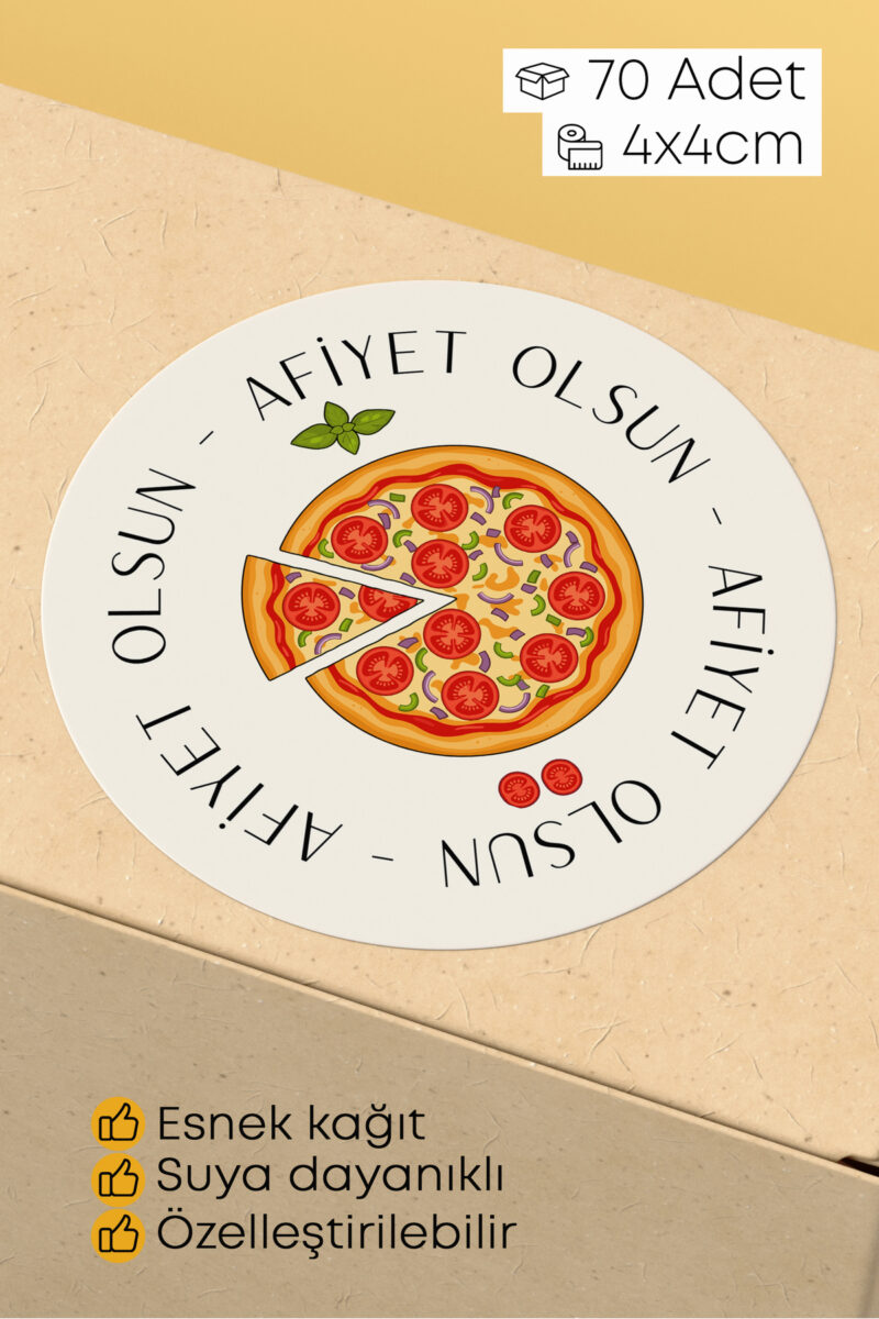 Afiyet Olsun Paketleme Ambalaj Kargo Ürün Etiketi Yapışkanlı Sticker - 4x4cm 70 Adet