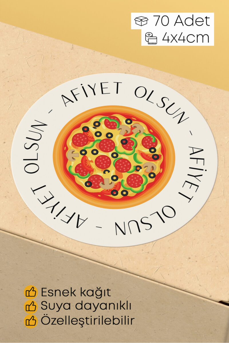 Afiyet Olsun Paketleme Ambalaj Kargo Ürün Etiketi Yapışkanlı Sticker - 4x4cm 70 Adet