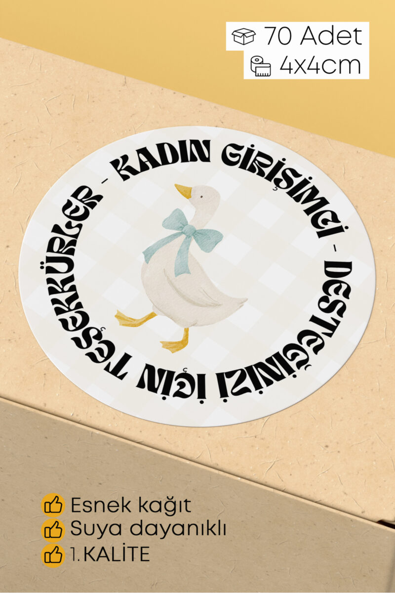 Kadın Girişimci Paketleme Ambalaj Kargo Ürün Etiketi Yapışkanlı Sticker - 4x4cm 70 Adet