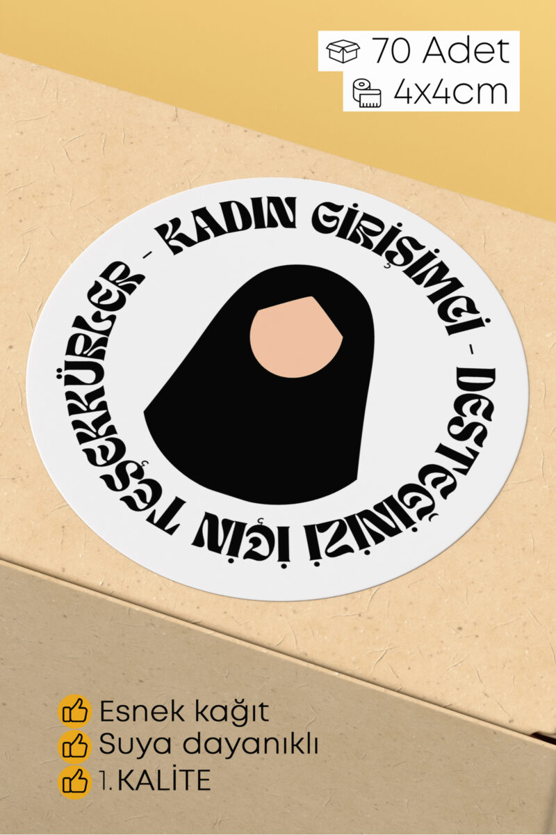 Kadın Girişimci Paketleme Ambalaj Kargo Ürün Etiketi Yapışkanlı Sticker - 4x4cm 70 Adet