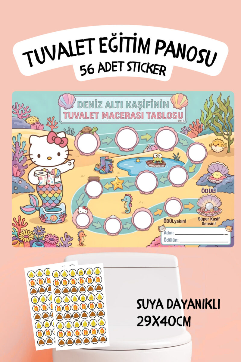 Çocuklar İçin Eğitici ve Eğlenceli Tuvalet Eğitimi Sticker Panosu 29x40cm