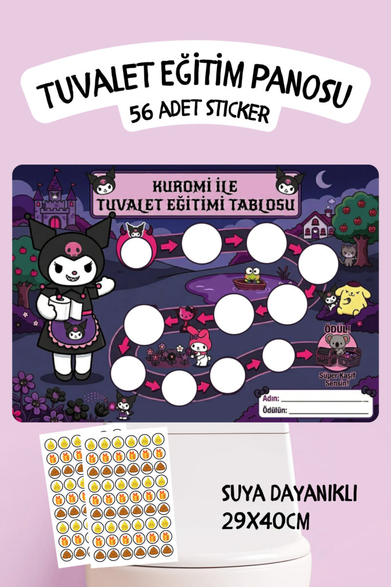 Çocuklar İçin Eğitici ve Eğlenceli Tuvalet Eğitimi Sticker Panosu 29x40cm