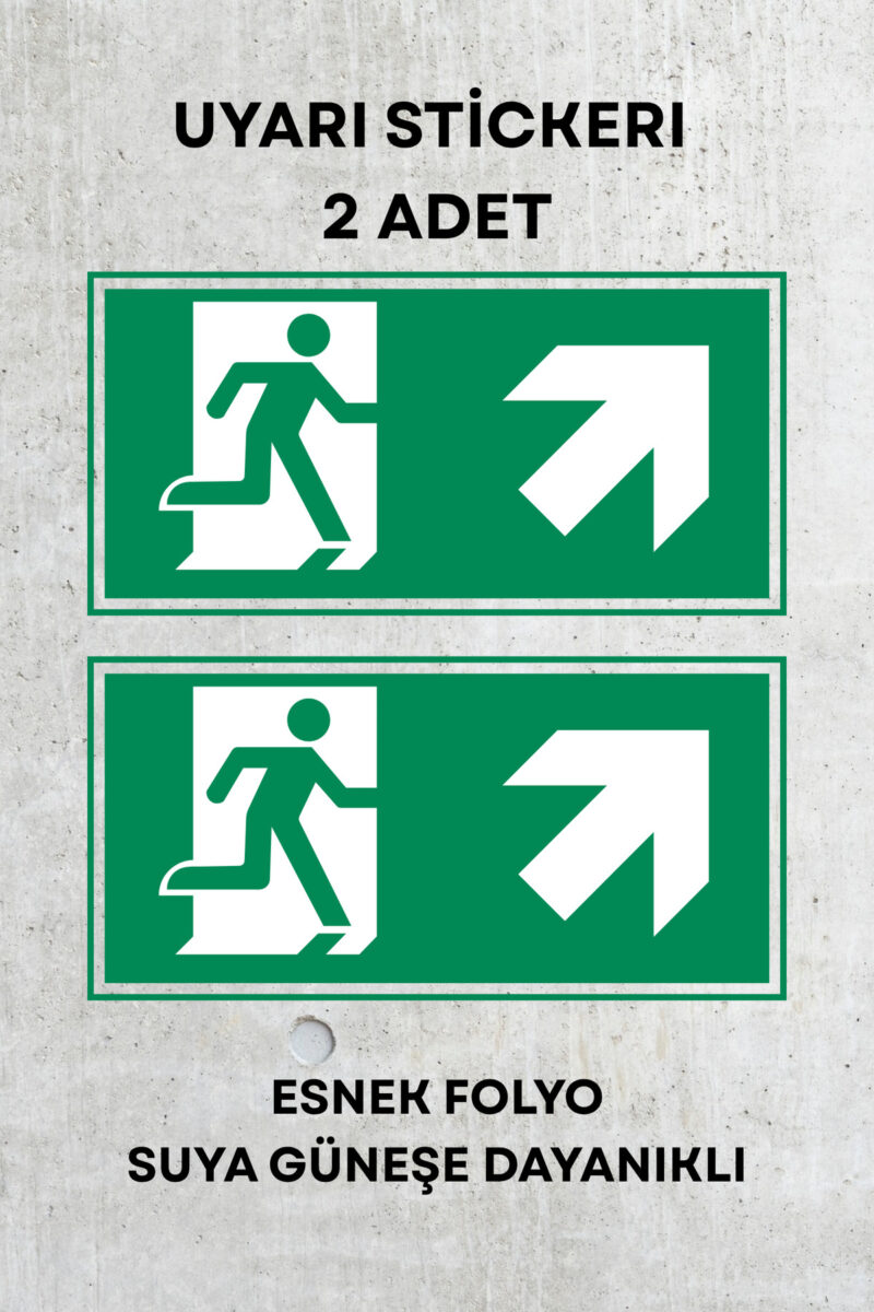 Acil Çıkış İş Güvenliği Uyarı İkaz Etiketi - Folyo Etiket