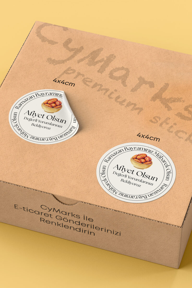 Alternative view of Ramazan Bayramı Temalı Paketleme Etiketi - 70 Adet 4x4cm Yuvarlak Su Geçirmez Ambalaj Stickerı