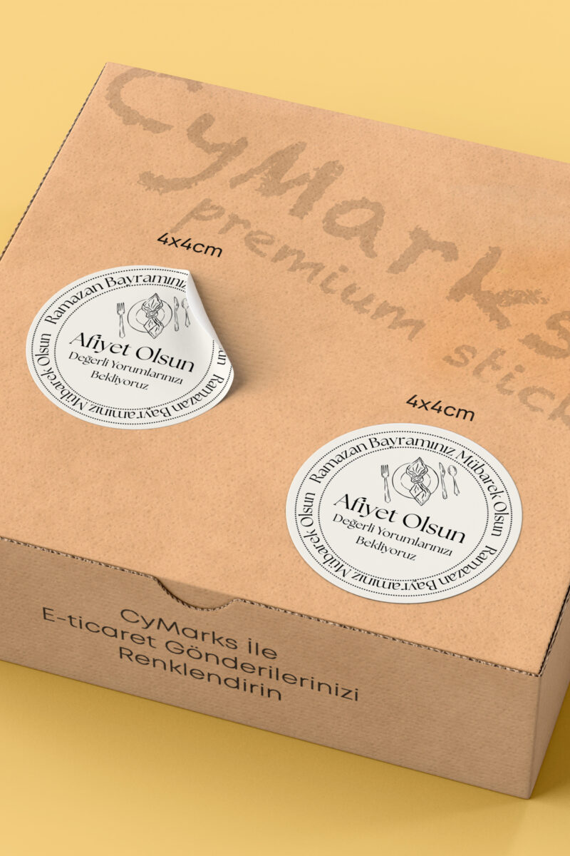 Alternative view of Ramazan Bayramı Temalı Paketleme Etiketi - 70 Adet 4x4cm Yuvarlak Su Geçirmez Ambalaj Stickerı