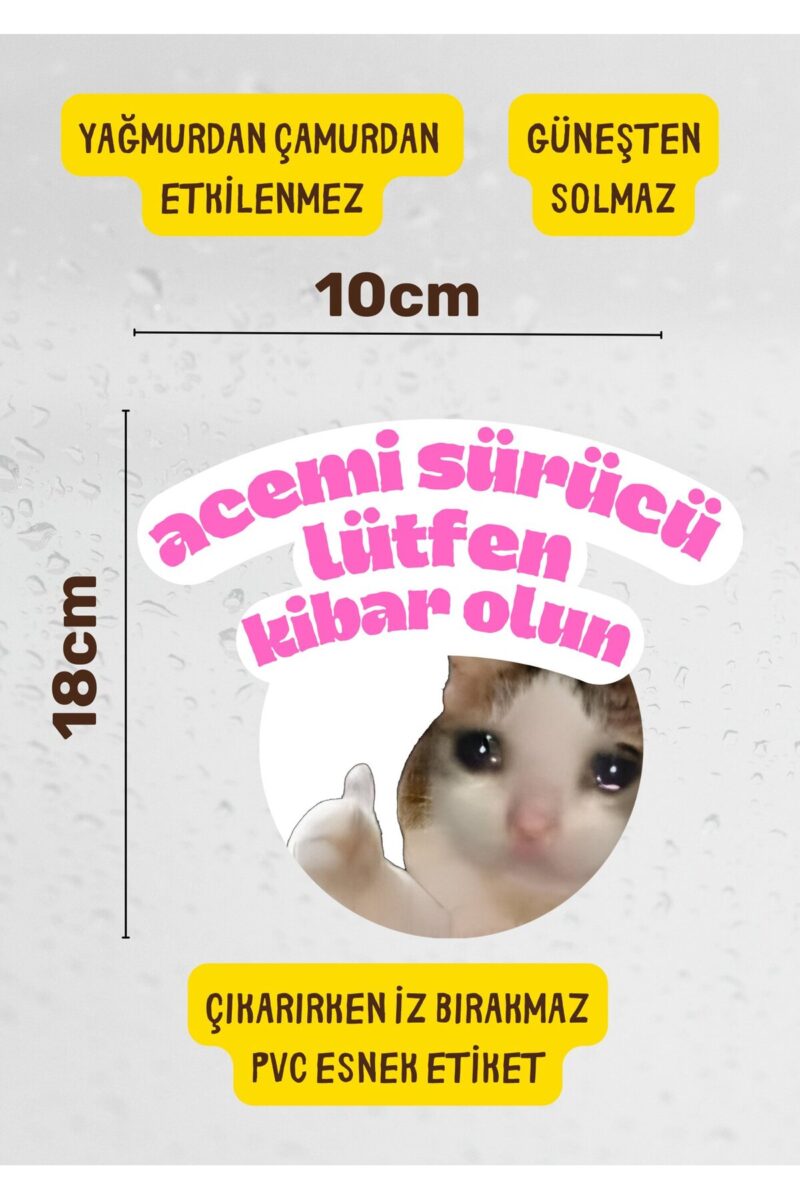 Acemi Sürücü Yeni Sürücü Sticker Su Geçirmez Sticker Araba Motor Duvar Cam Etiket Sticker