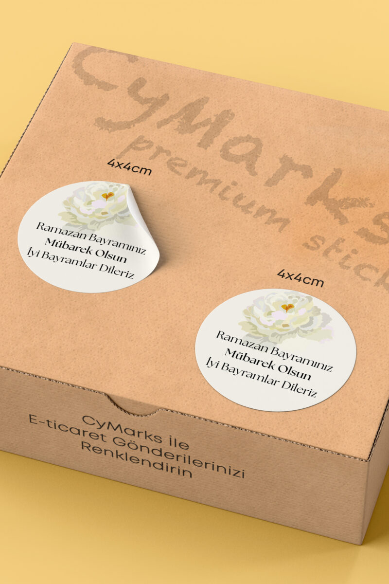 Alternative view of Ramazan Bayramı Temalı Paketleme Etiketi - 70 Adet 4x4cm Yuvarlak Su Geçirmez Ambalaj Stickerı