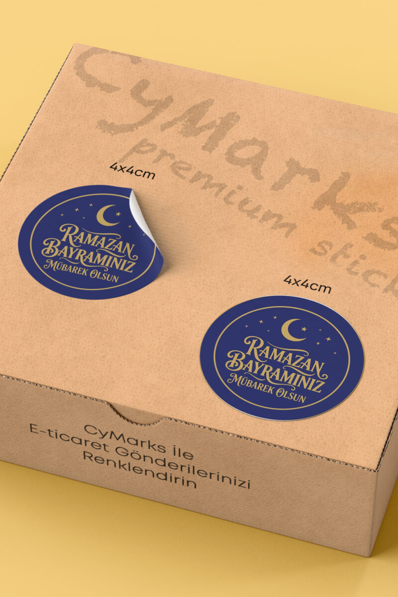 Alternative view of Ramazan Bayramı Temalı Paketleme Etiketi - 70 Adet 4x4cm Yuvarlak Su Geçirmez Ambalaj Stickerı