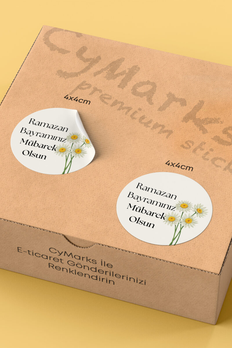 Alternative view of Ramazan Bayramı Temalı Paketleme Etiketi - 70 Adet 4x4cm Yuvarlak Su Geçirmez Ambalaj Stickerı