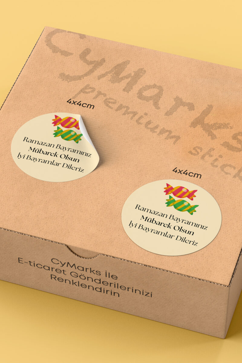 Alternative view of Ramazan Bayramı Temalı Paketleme Etiketi - 70 Adet 4x4cm Yuvarlak Su Geçirmez Ambalaj Stickerı