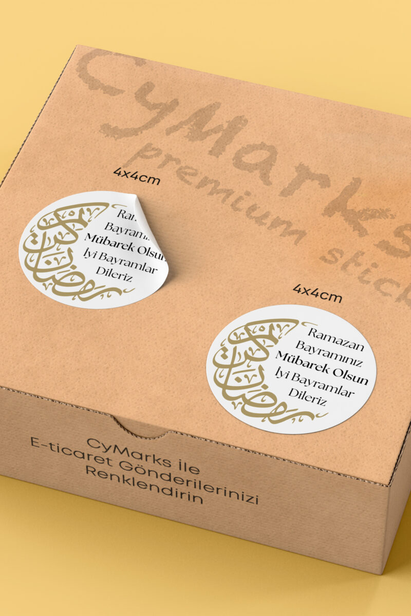 Alternative view of Ramazan Bayramı Temalı Paketleme Etiketi - 70 Adet 4x4cm Yuvarlak Su Geçirmez Ambalaj Stickerı