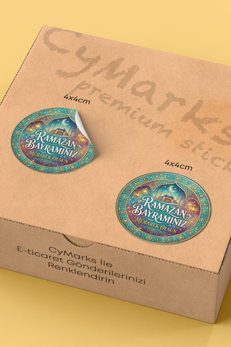 Alternative view of Ramazan Bayramı Temalı Paketleme Etiketi - 70 Adet 4x4cm Yuvarlak Su Geçirmez Ambalaj Stickerı