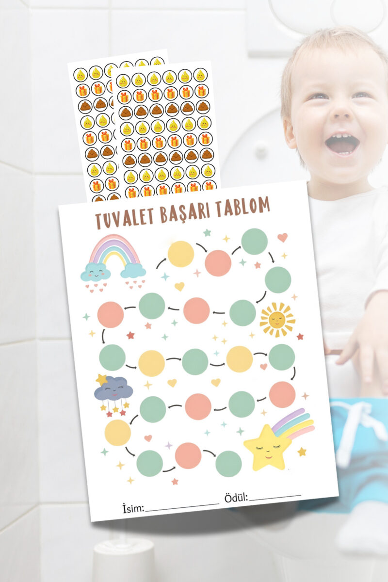 Alternative view of Çocuklar İçin Eğitici ve Eğlenceli Tuvalet Eğitimi Sticker Panosu 29x40cm