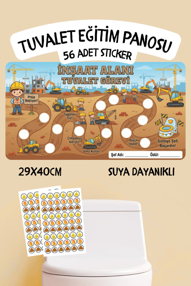 Çocuklar İçin Eğitici ve Eğlenceli Tuvalet Eğitimi Sticker Panosu 29x40cm