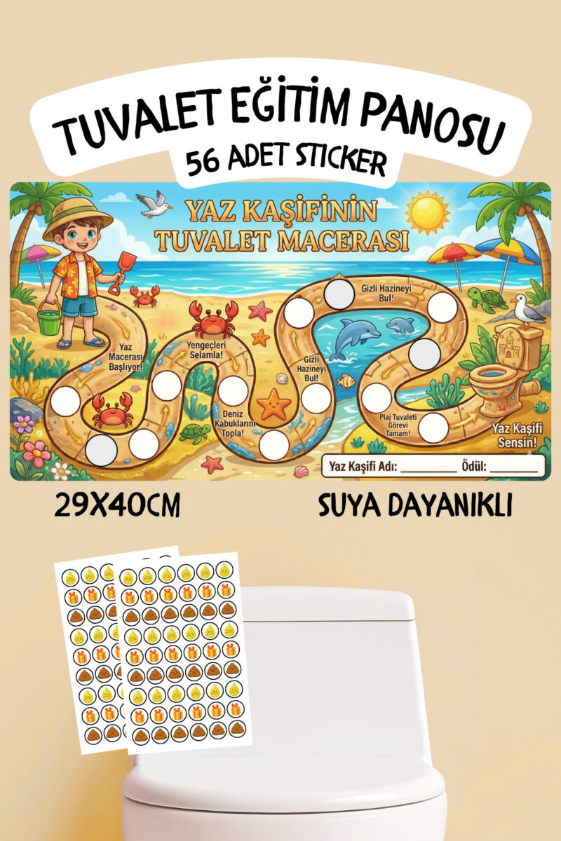 Çocuklar İçin Eğitici ve Eğlenceli Tuvalet Eğitimi Sticker Panosu 29x40cm