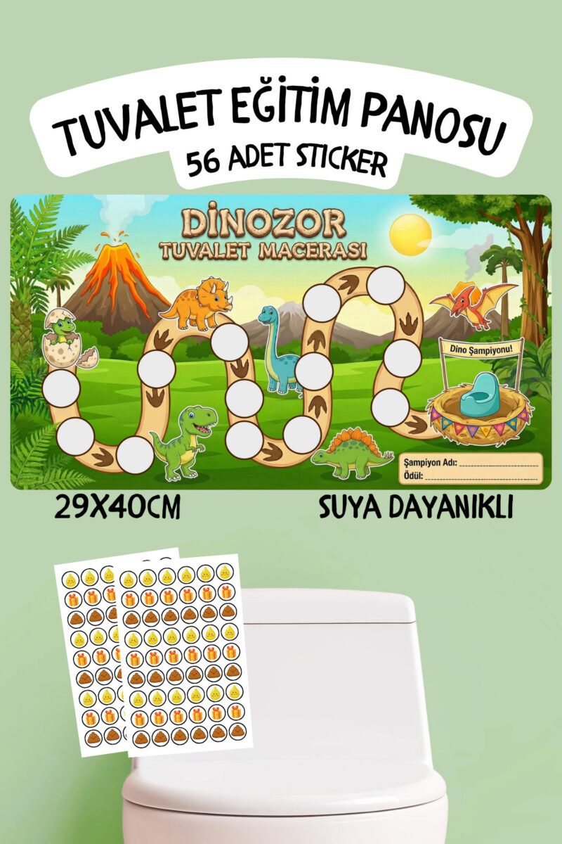 Çocuklar İçin Eğitici ve Eğlenceli Tuvalet Eğitimi Sticker Panosu 29x40cm