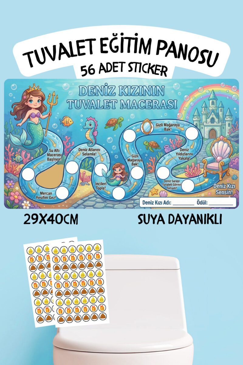 Çocuklar İçin Eğitici ve Eğlenceli Tuvalet Eğitimi Sticker Panosu 29x40cm