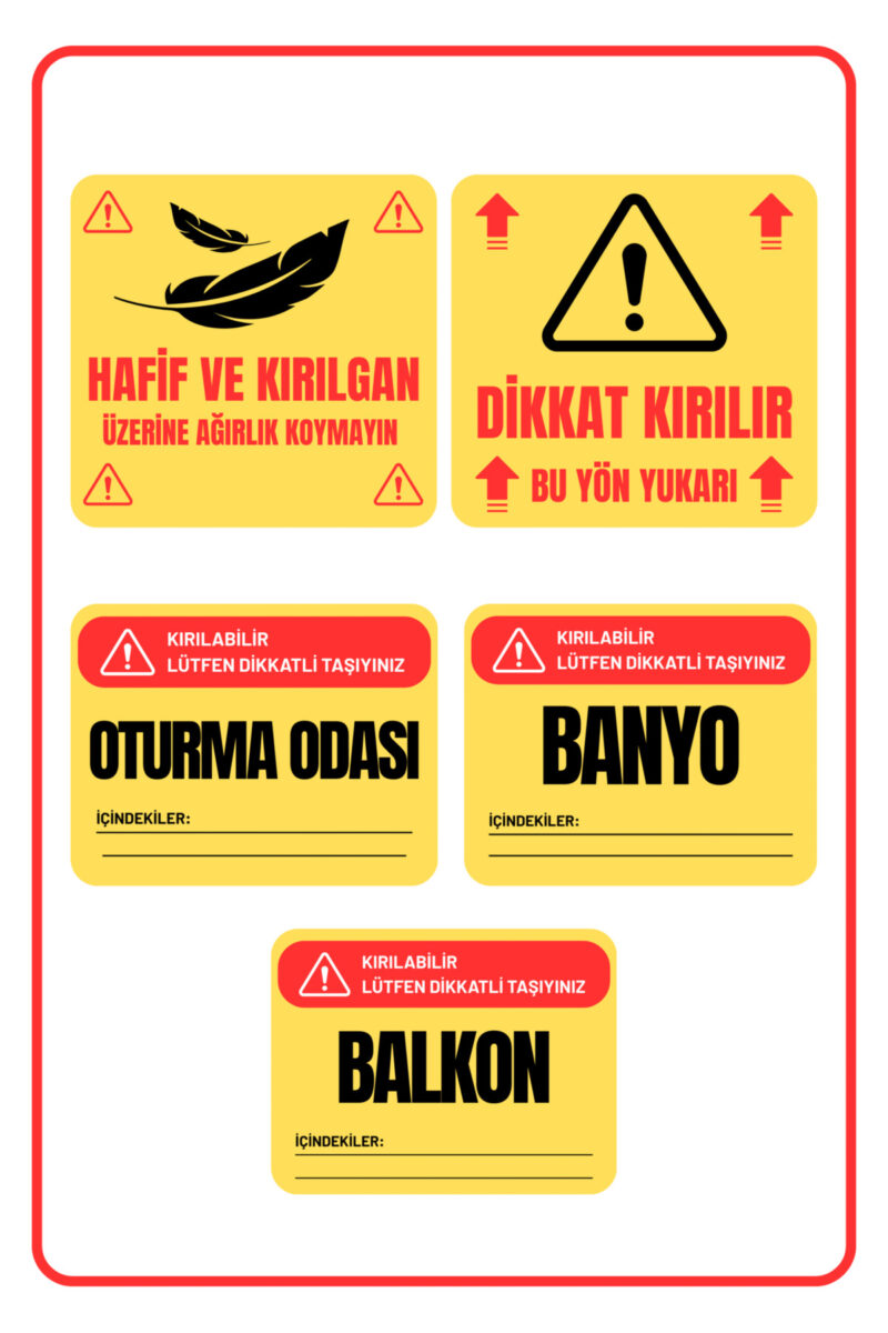Taşınmaya Yardımcı Kutu Koli Düzenleme Sticker Seti 76 Adet
