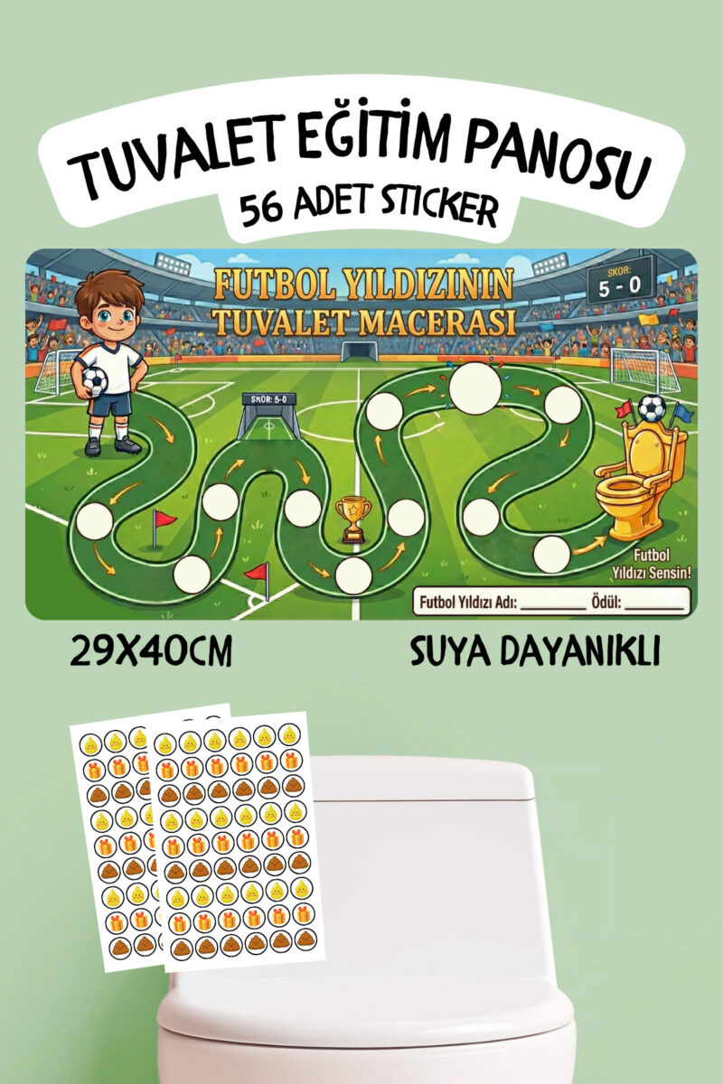 Çocuklar İçin Eğitici ve Eğlenceli Tuvalet Eğitimi Sticker Panosu 29x40cm