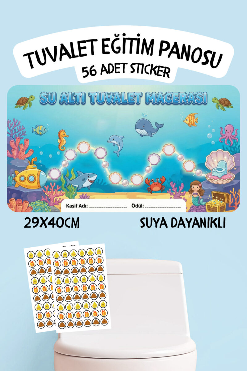 Çocuklar İçin Eğitici ve Eğlenceli Tuvalet Eğitimi Sticker Panosu 29x40cm