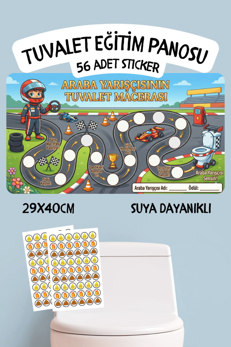 Çocuklar İçin Eğitici ve Eğlenceli Tuvalet Eğitimi Sticker Panosu 29x40cm